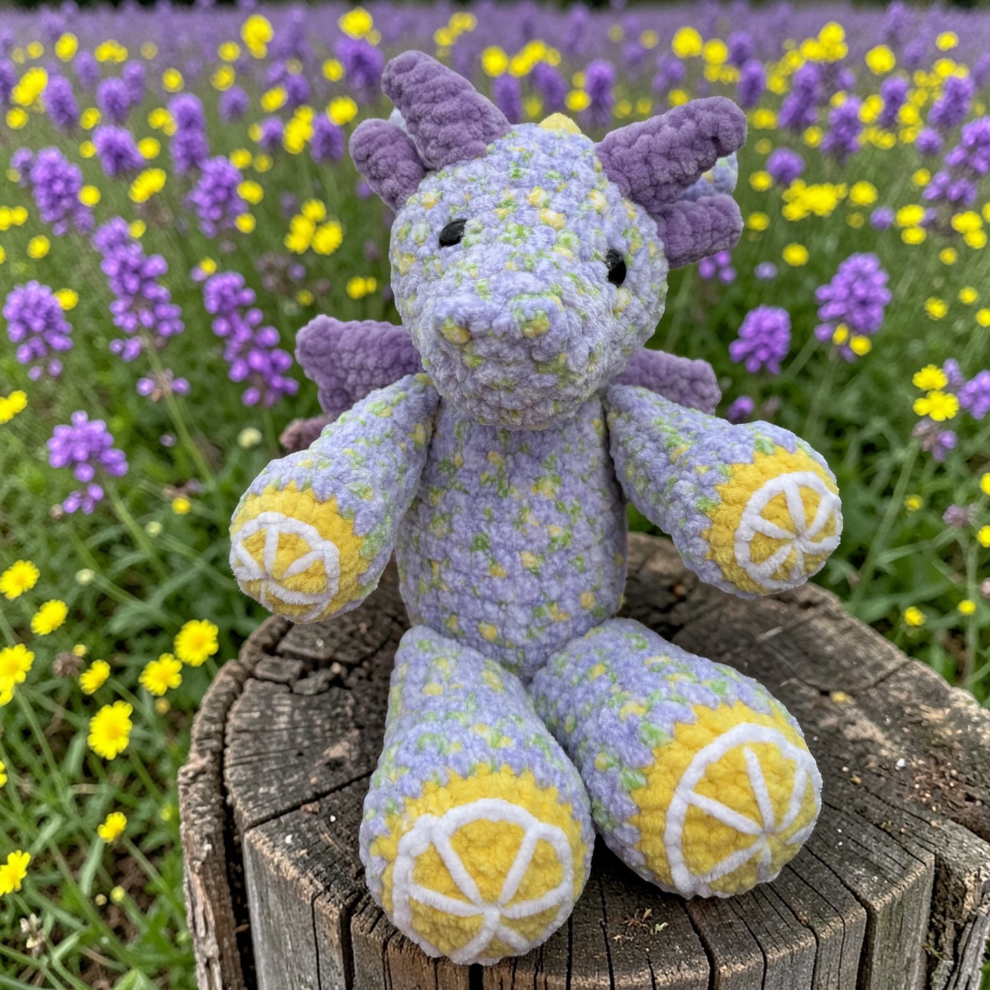 Lemon Lavender Crochet Dragon Plushie