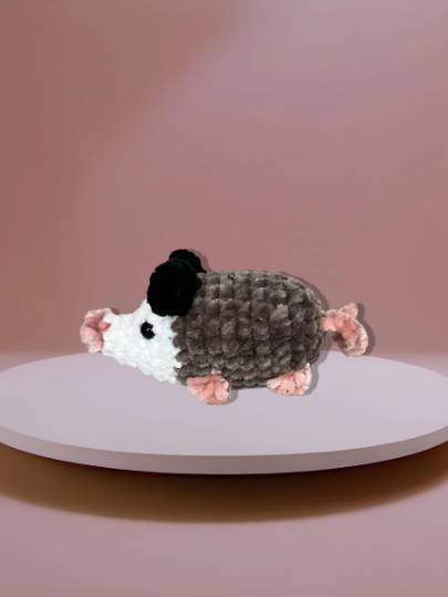 Crochet Velvet Opossum and Baby Plushie