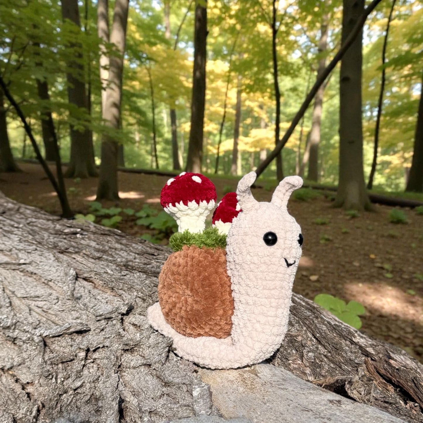 Crochet Mushroom Garden Snail Plushie