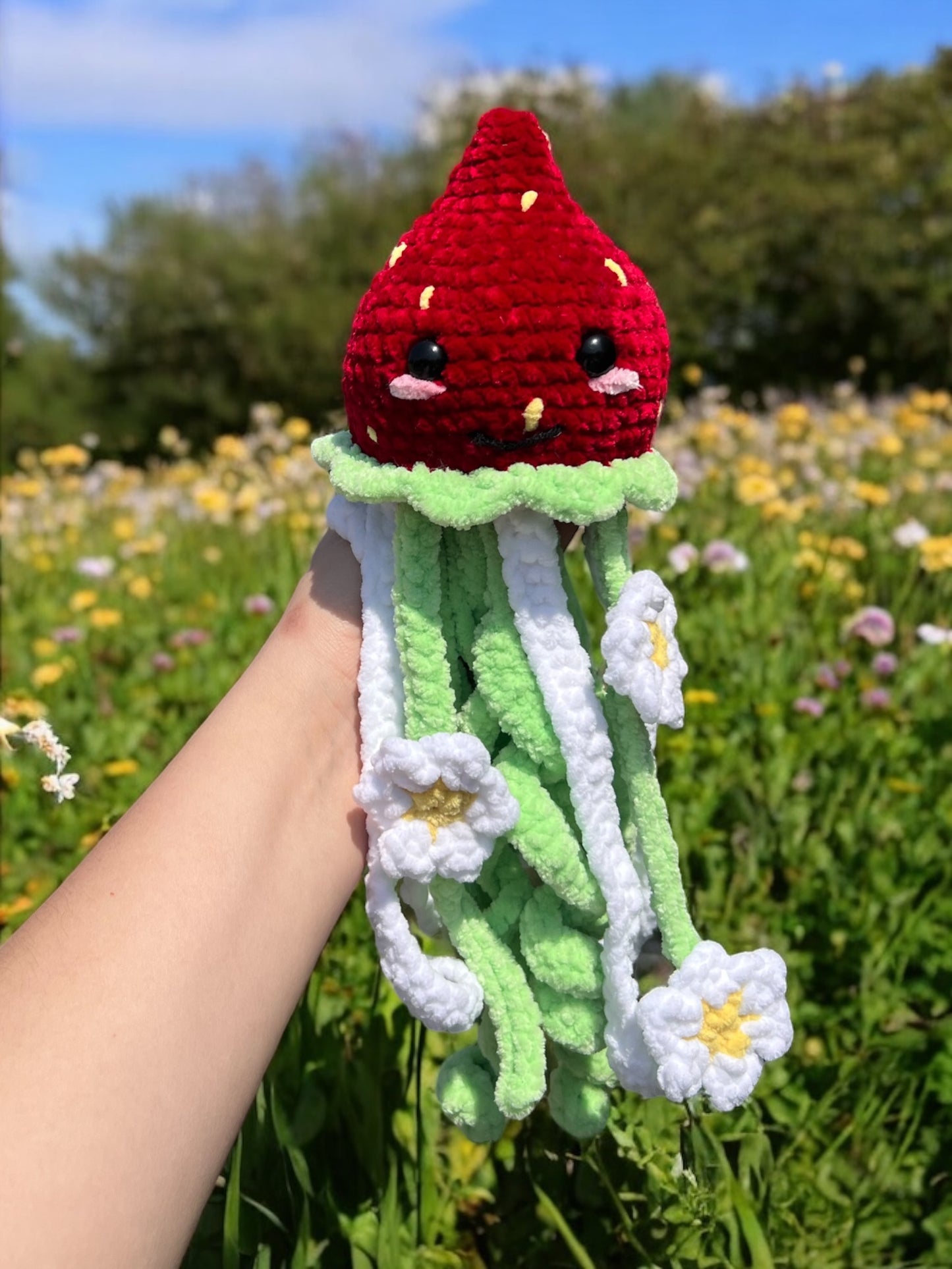 Strawberry Daisy Jellyfish Plushie