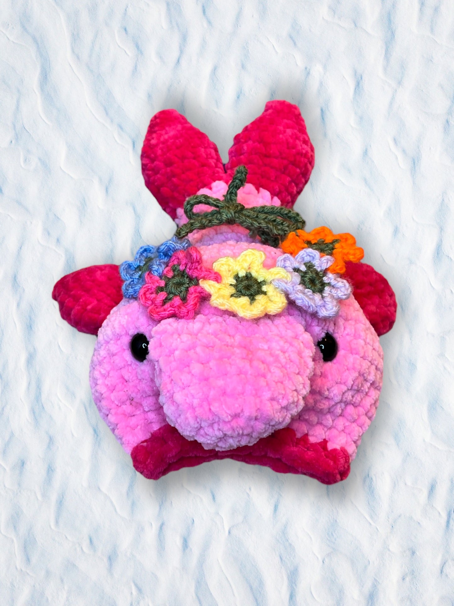 Crochet Blob Fish With Flower Crown Plushie