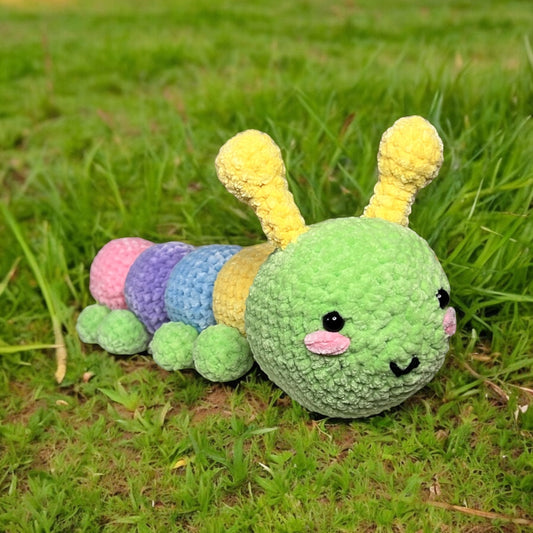 Crochet Cuddly Rainbow Caterpillar Plushie