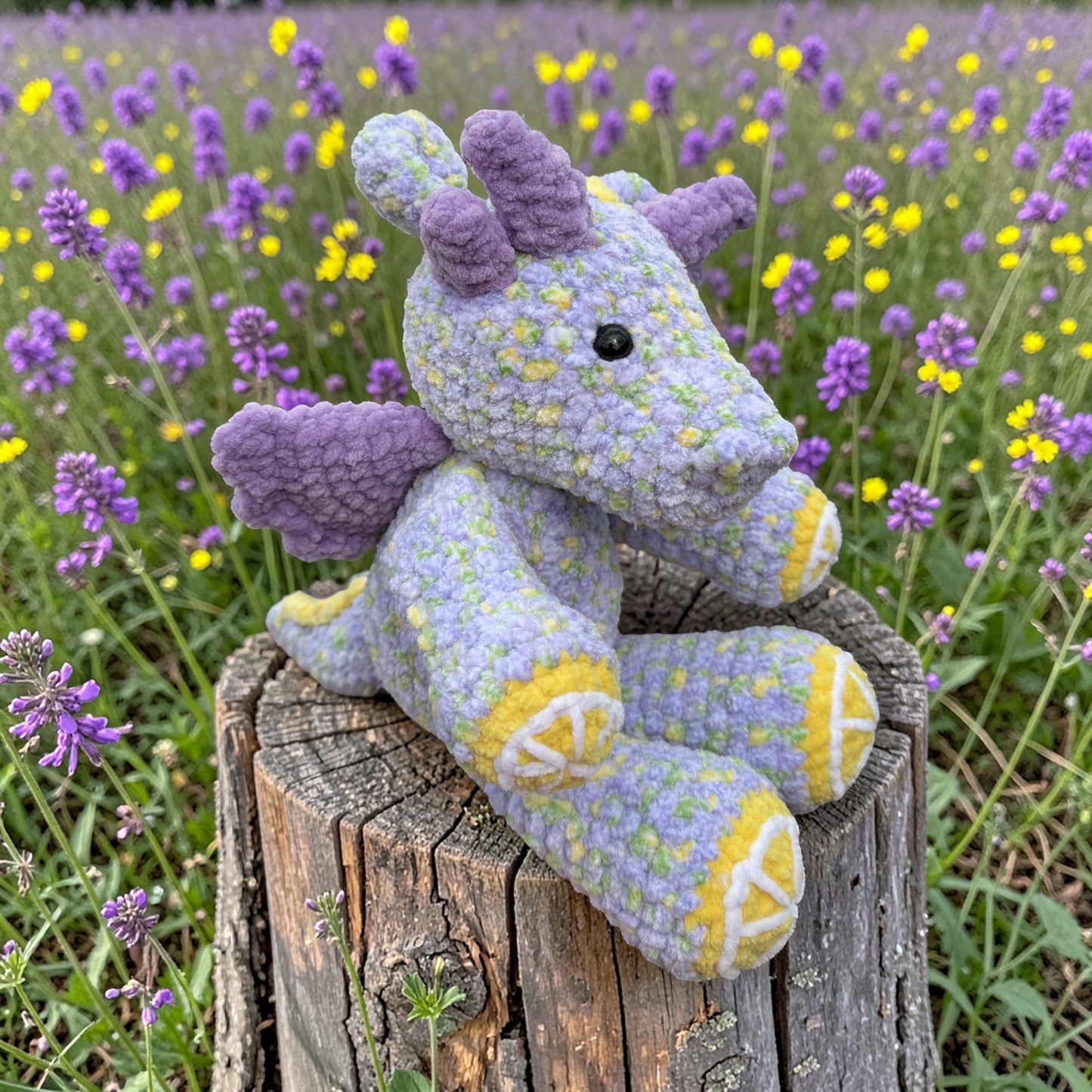 Lemon Lavender Crochet Dragon Plushie