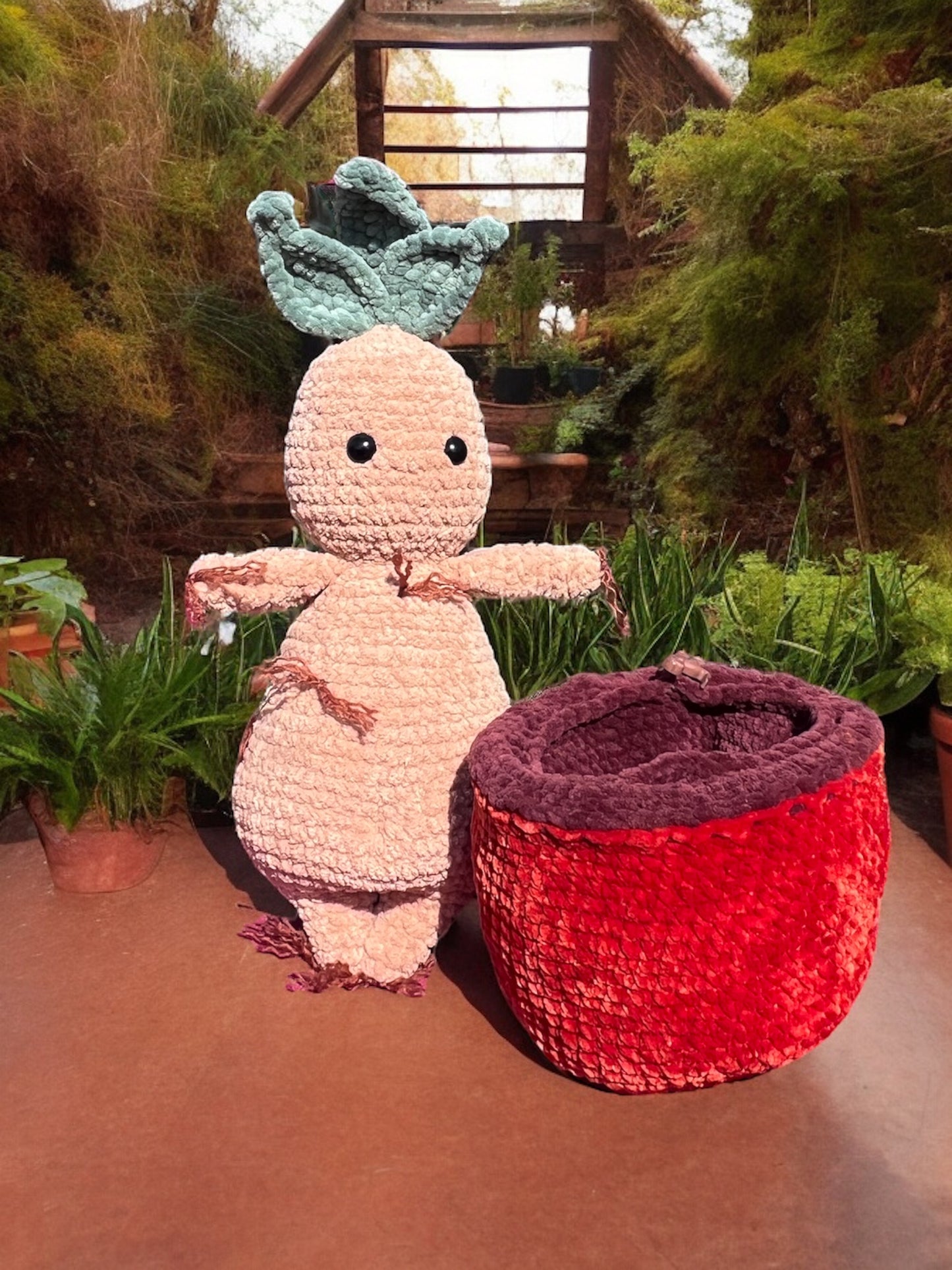 Crochet Baby Mandrake Plushie with Optional Pot