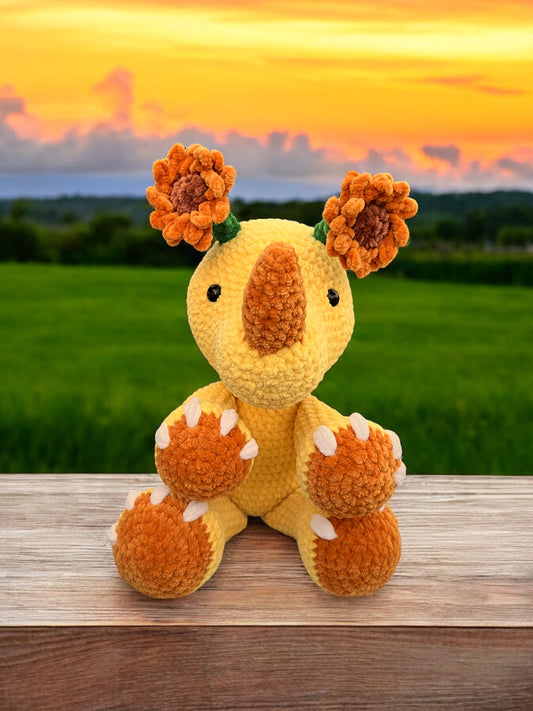 Velvet Plushie Sunflower Themed Rhino