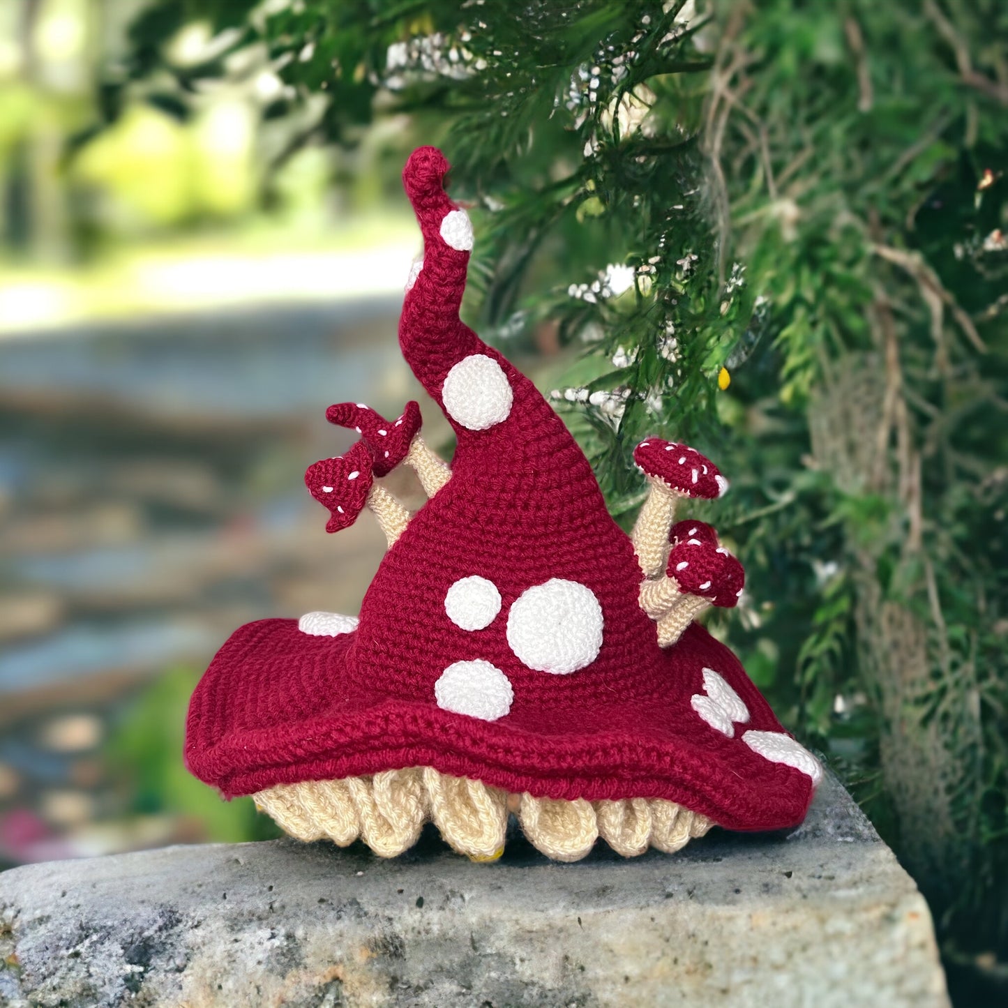 Crochet 3D Mushroom Witches Hat