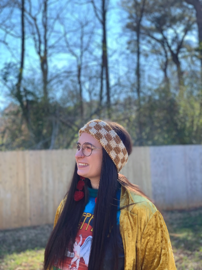 Warm Winter Checkerboard Crochet Headband