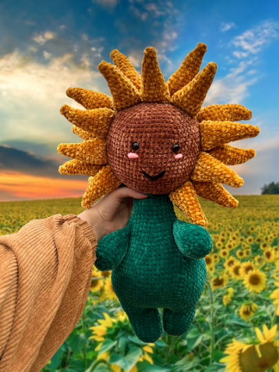 Amigurumi Chrochet Plushie Velvet Chunky Sunflower