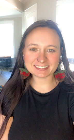 Valentines Chocolate covered Strawberries poof earrings present for her girlfriend wife fiancé