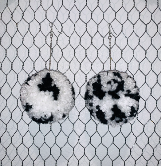 Longhorn Cow Poof Earrings