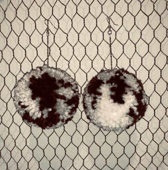 Longhorn Cow Poof Earrings