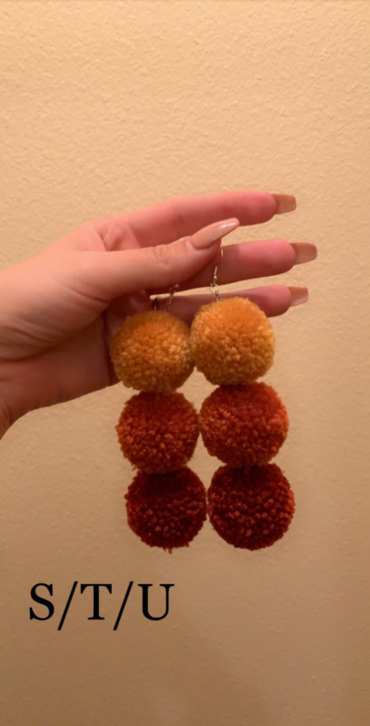 Customizable 3 drop poof earrings