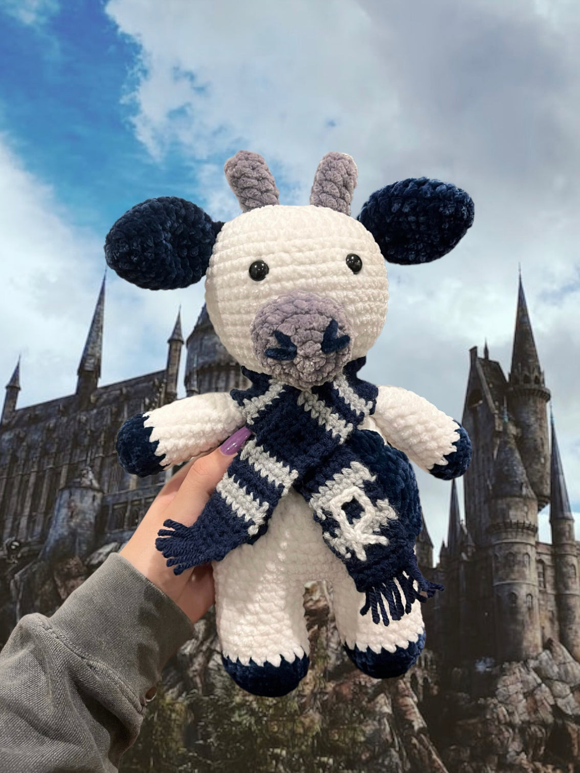 Amigurumi Crochet Plushie Velvet Harry Potter House Cow Ravenclaw Slitherin Griffindore Hufflepuff