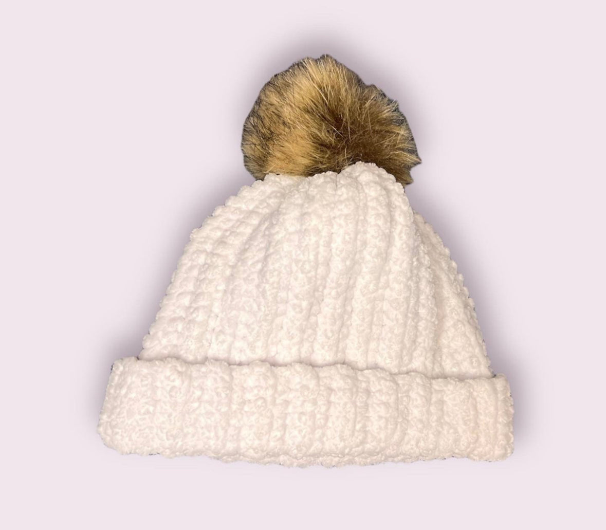 Velvet Beanie with Faux Fur Ball