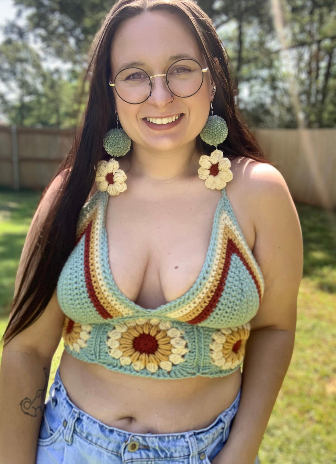 70’s Inspired Hippie Crochet Cropped Crop Top