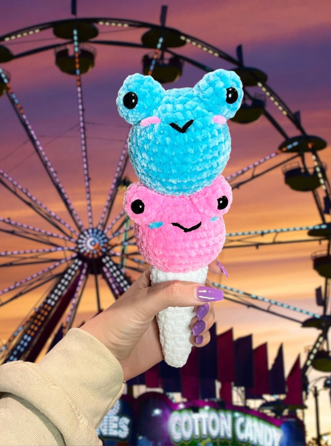 Cotton Candy Frog Crochet Amigurumi Plushie frogs