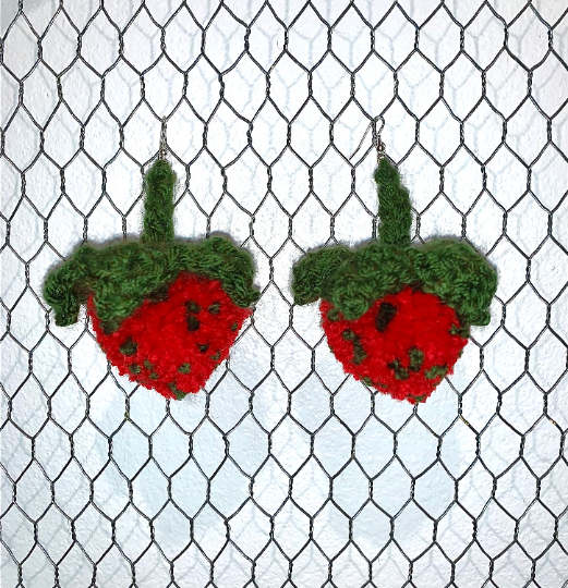 Strawberry Poof Earrings